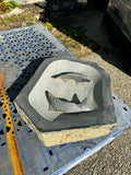 Basalt koi birdbath