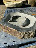 Basalt koi birdbath