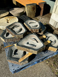 Basalt koi birdbath
