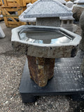 Basalt birdbath