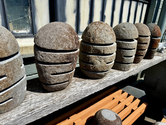 Natural boulder lamps, landscape light.