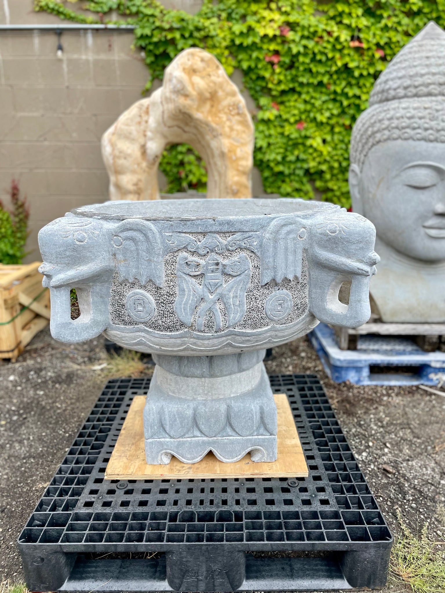 stone pot planter Limestone planter pot – Rock Garden Imports