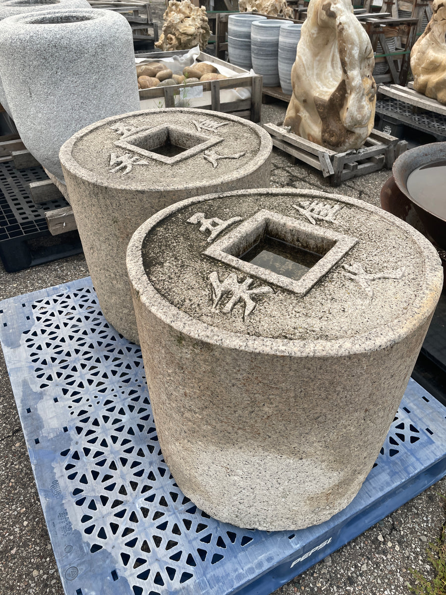 Zenigata millstone roller coin basin – Rock Garden Imports