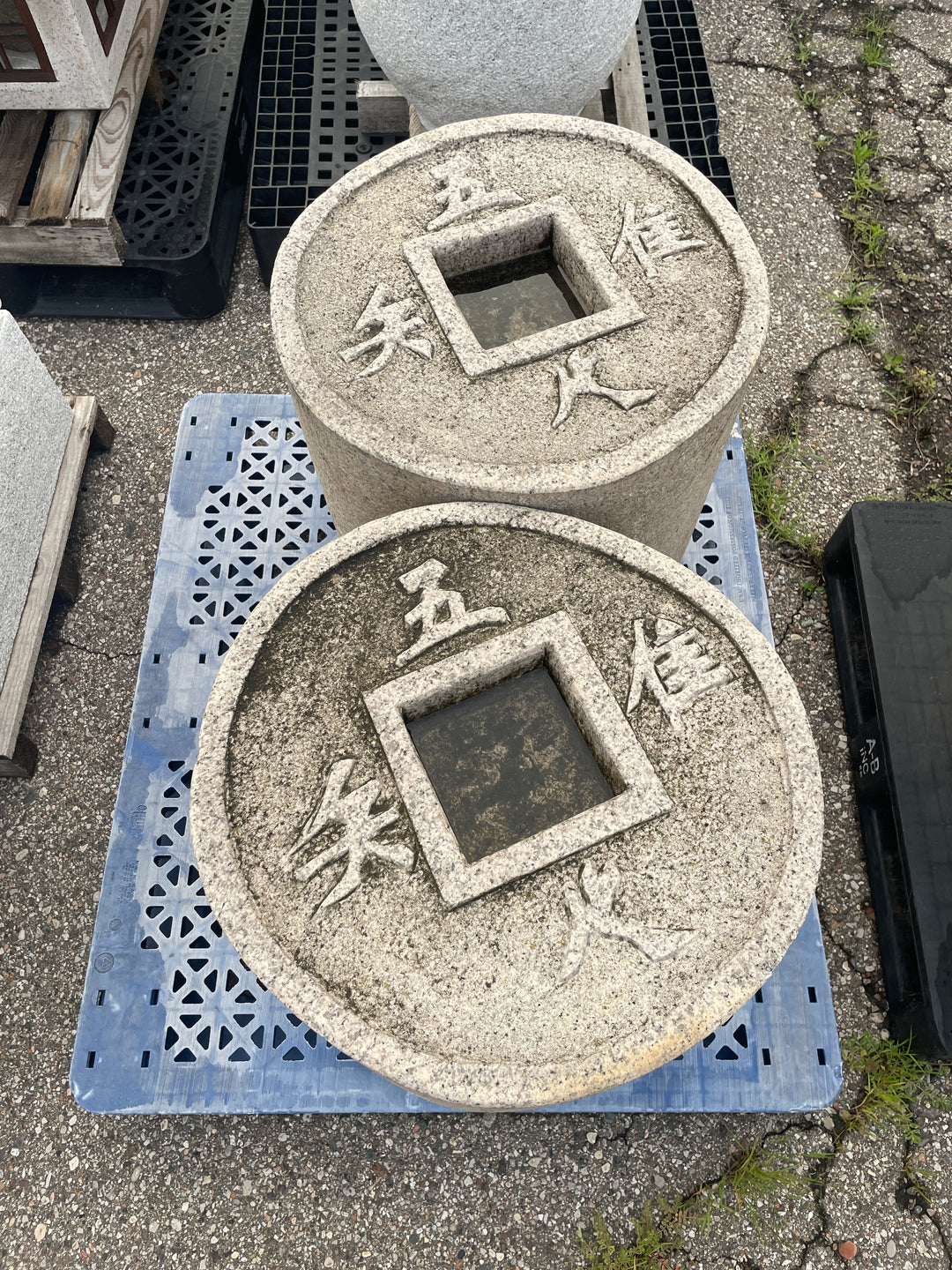 Zenigata millstone roller coin basin – Rock Garden Imports