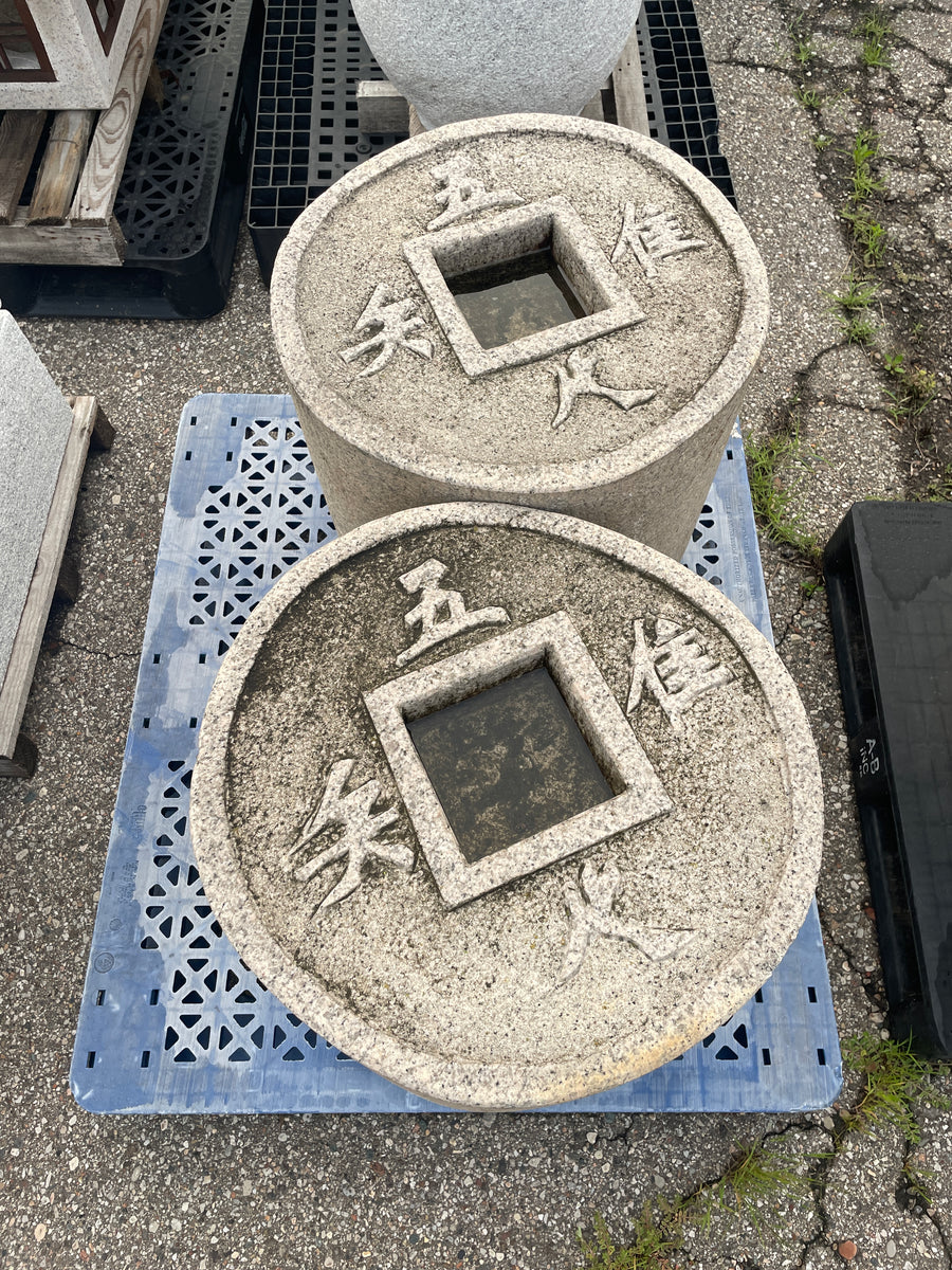 Zenigata millstone roller coin basin – Rock Garden Imports